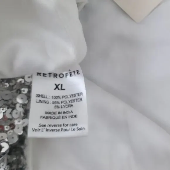 Retrofête White Silver Strapless Sequin Kameron Embellished Mini Dress XLarge